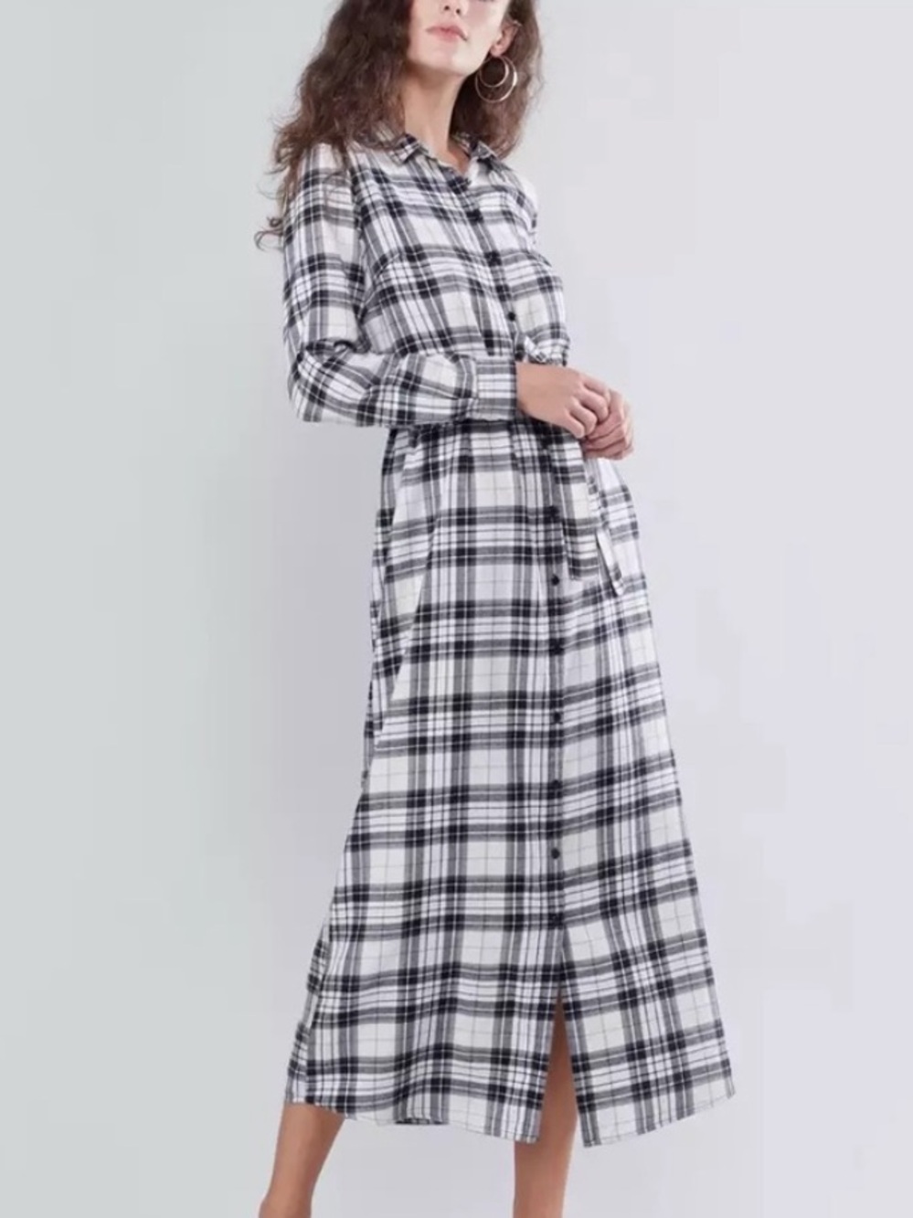 Theory Checkered / Plaid Button Front Maci Dress sz 4